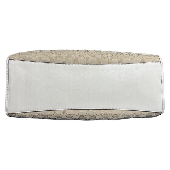 Coach Carlyle Shoulder Bag Signature Jacquard Leather Chalk White Purse 56221 - Picture 5 of 14